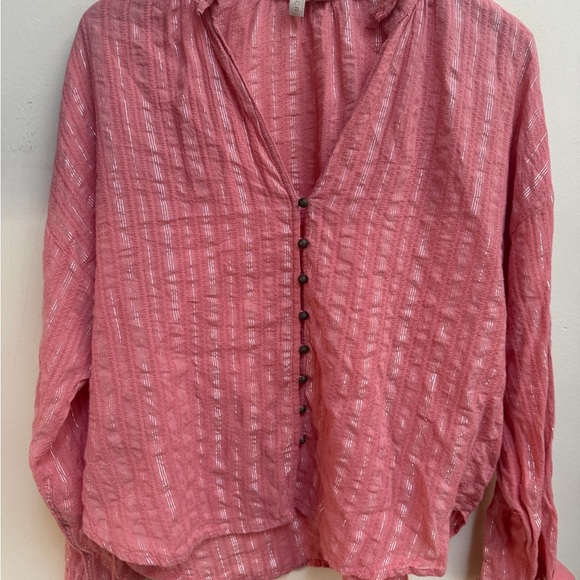 Pilco Anthropologie Pink Button-Up Women's Top - Picture 3 of 10